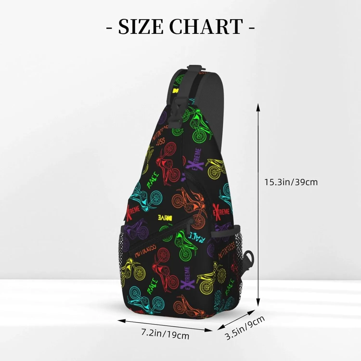 Clolorful Motorcycle Extreme Race Drive Chest Sling Bag Crossbody Shoulder Backpack Bag Gym Cycling Daypack Travel Hiking Cross Bag