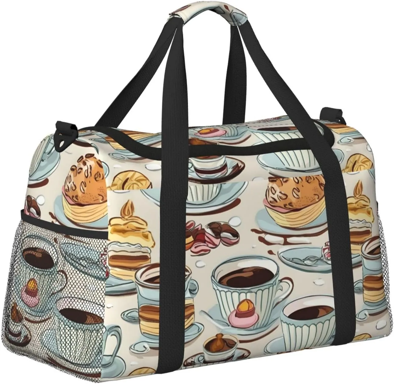 Coffee And Sweets Chocolate Travel Duffel Bag With Zippers And Handles, Big Foldable Duffle Bag For Family Vacations