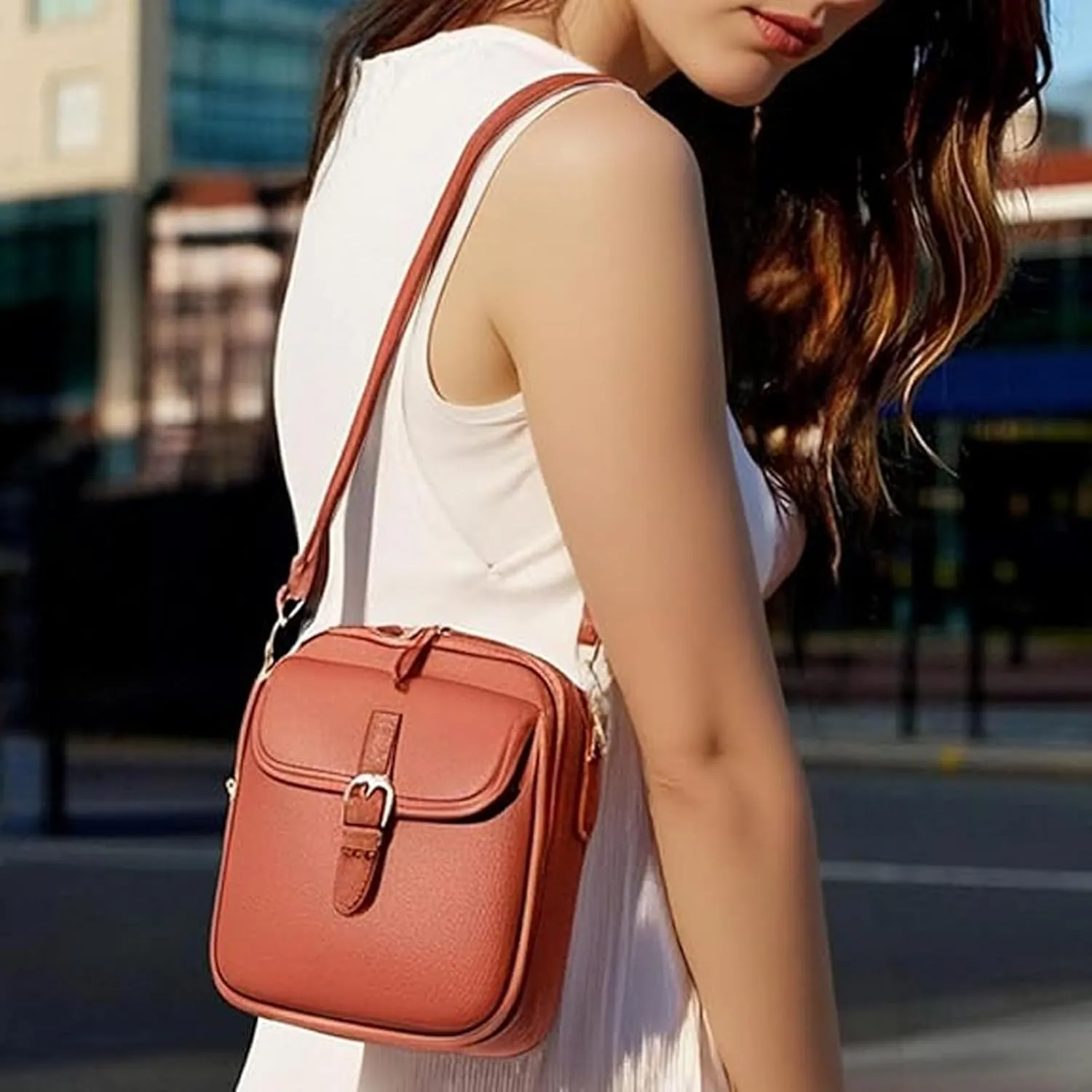 Collaboraten1 Crossbody Leather Bag, Tojoyride Crossbody Bag, Vintage Double Layer Large Capacity Mini Cross Body Bags