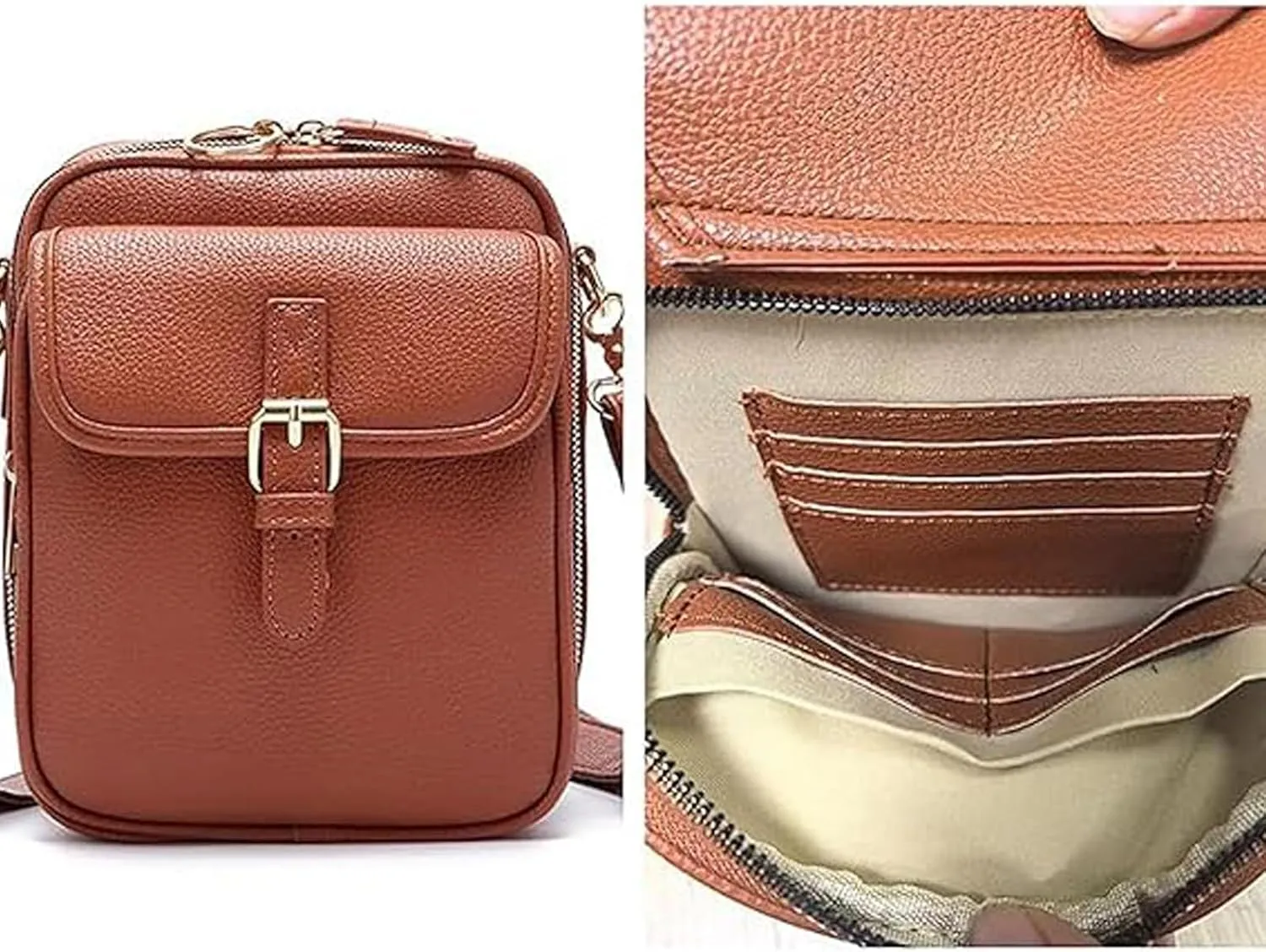 Collaboraten1 Crossbody Leather Bag, UrvashiCrossbody Bag, Vintage Double Layer Large Capacity Mini Cross Body Bags