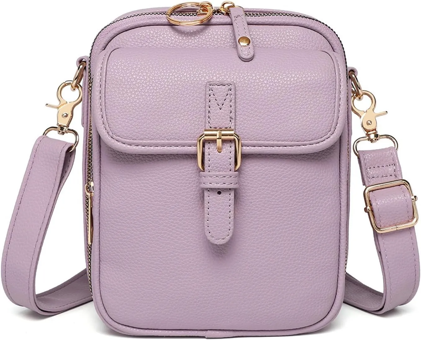CollaboratenVegan Leather Crossbody Bag - Double Layer Large Capacity Anti-Theft Mini Messenger Bag for Women/Men