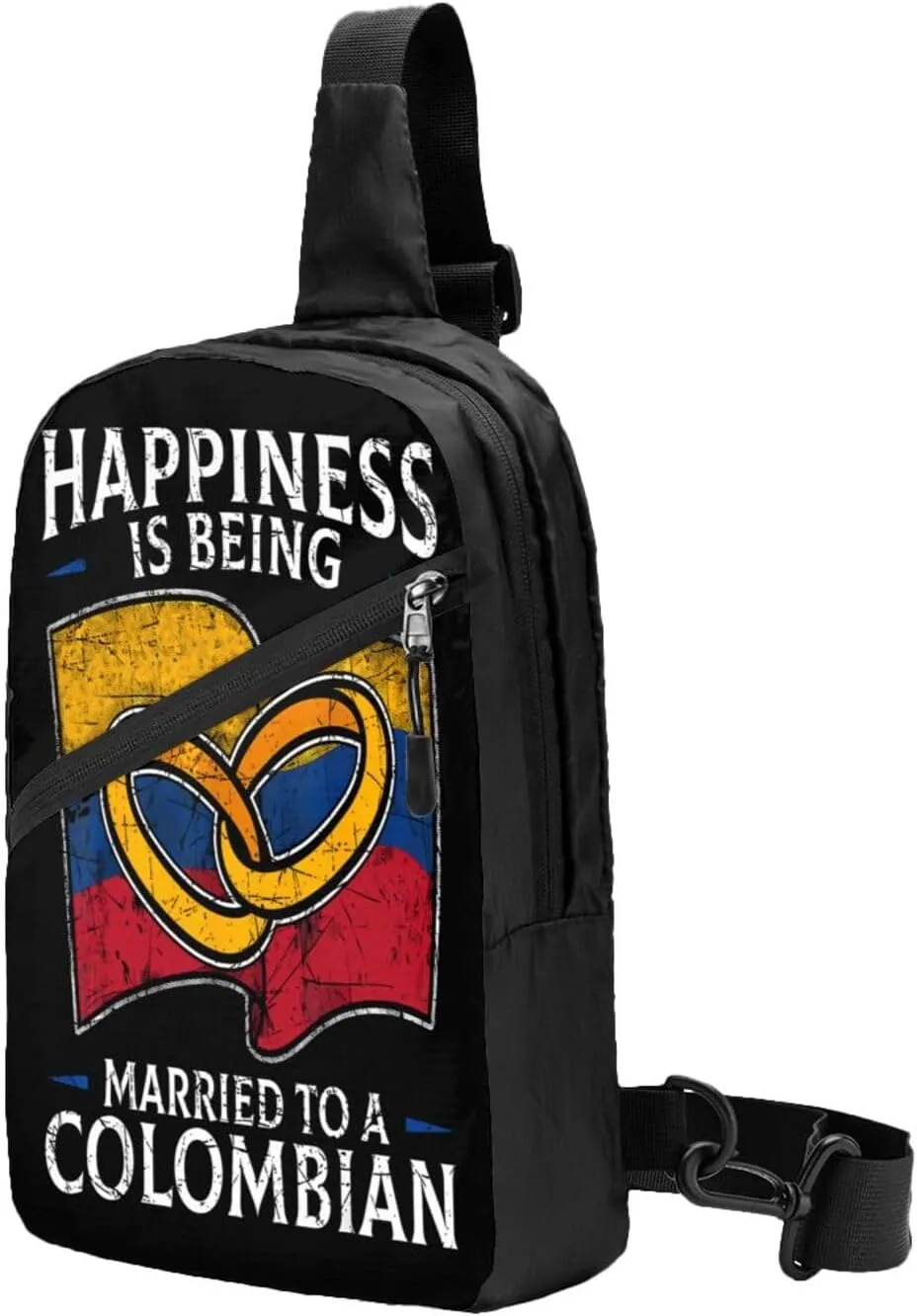 Colombia Marriage Colombian Married Flag Culture Packable Crossbody Bag Portable Sling Bags Foldable Travel Daypack Reusable Sports Shoulder Backpack Diagonally Chest Bag for Workout