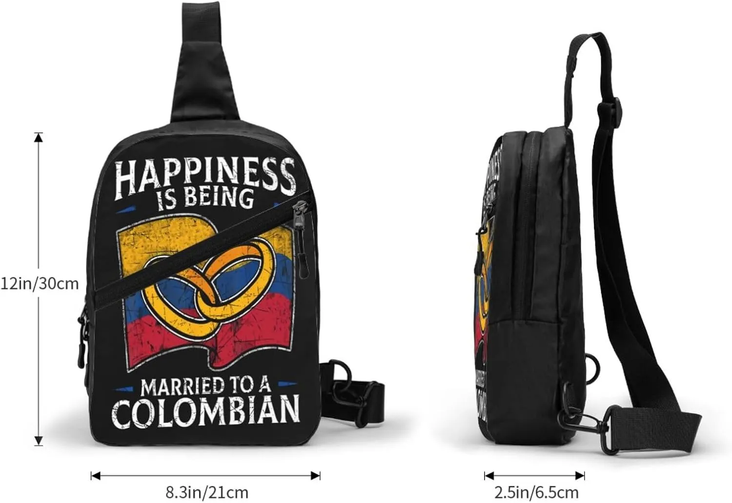 Colombia Marriage Colombian Married Flag Culture Packable Crossbody Bag Portable Sling Bags Foldable Travel Daypack Reusable Sports Shoulder Backpack Diagonally Chest Bag for Workout