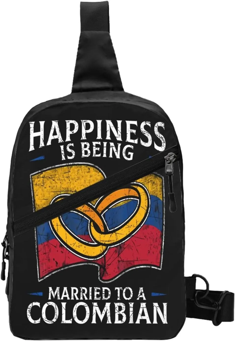 Colombia Marriage Colombian Married Flag Culture Packable Crossbody Bag Portable Sling Bags Foldable Travel Daypack Reusable Sports Shoulder Backpack Diagonally Chest Bag for Workout