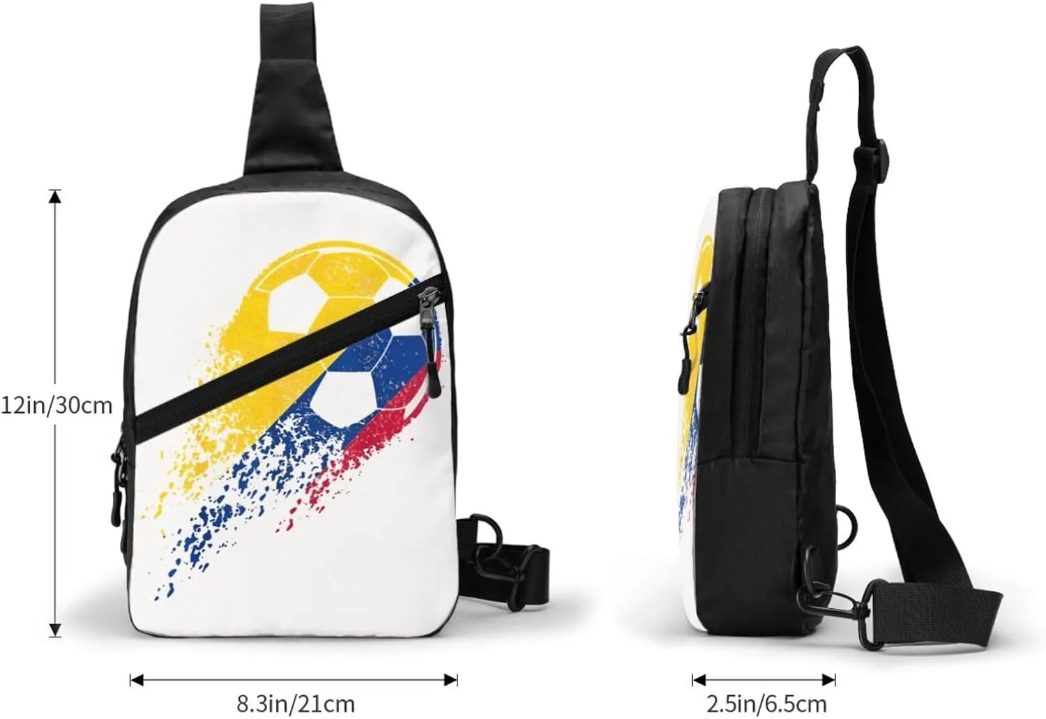 Colombia Soccer Colombian Flag Pride Soccer Player Packable Crossbody Bag Portable Sling Bags Foldable Travel Daypack Reusable Sports Shoulder Backpack Diagonally Chest Bag for Workout