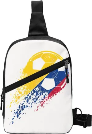Colombia Soccer Colombian Flag Pride Soccer Player Packable Crossbody Bag Portable Sling Bags Foldable Travel Daypack Reusable Sports Shoulder Backpack Diagonally Chest Bag for Workout
