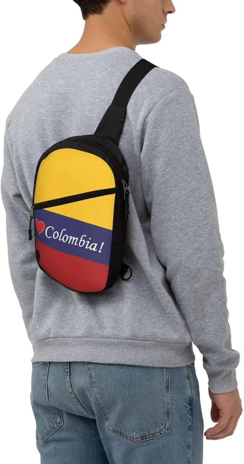 Colombian Colombia Flag Packable Crossbody Bag Portable Sling Bags Foldable Travel Daypack Reusable Sports Shoulder Backpack Diagonally Chest Bag for Workout