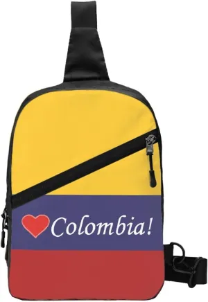 Colombian Colombia Flag Packable Crossbody Bag Portable Sling Bags Foldable Travel Daypack Reusable Sports Shoulder Backpack Diagonally Chest Bag for Workout