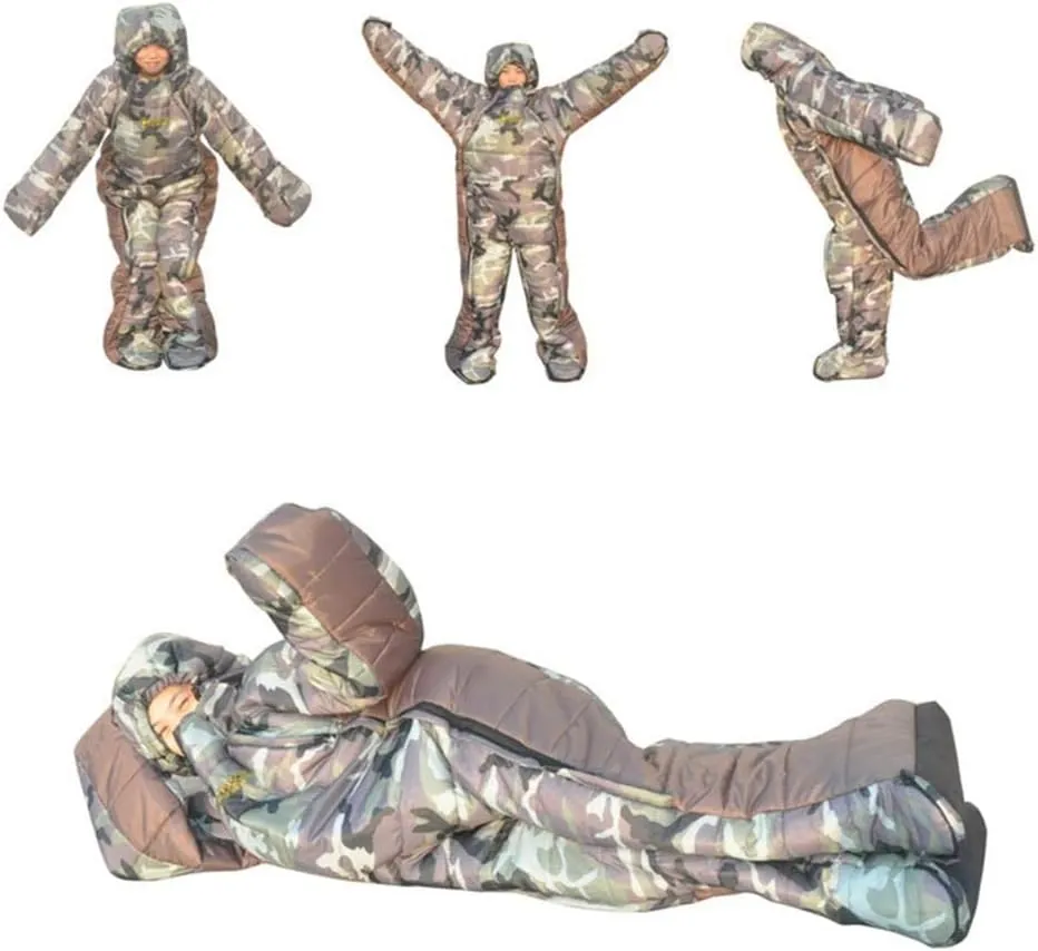 Complete Portable Sleeping Bag with Zippers for Outdoor Camping, Multicolor, M