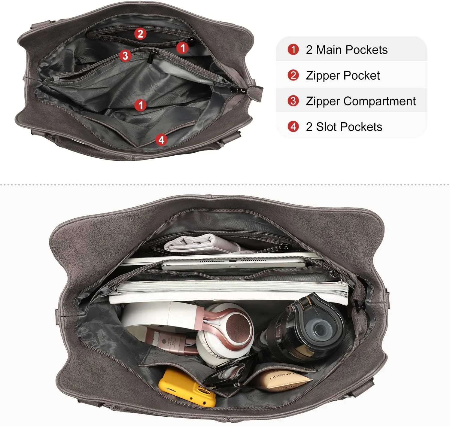Concealed Carry Hobo Purse for Women Faux Leather Crossbody Shoulder Bags Large Tote Bag with Detachable Holster