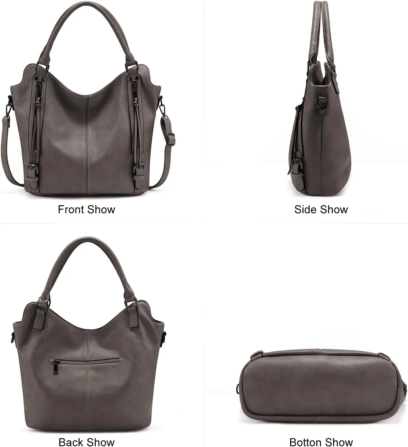 Concealed Carry Hobo Purse for Women Faux Leather Crossbody Shoulder Bags Large Tote Bag with Detachable Holster