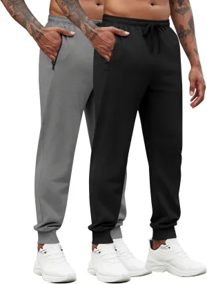 COOFANDY Men's Joggers Drawstring Jogger Sweatpants with Zipper Pockets Lightweight Slim Fit Athletic Track Pants