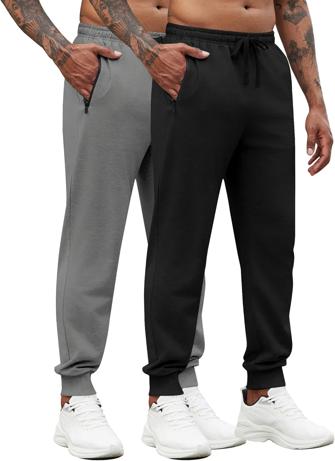 COOFANDY Men's Joggers Drawstring Jogger Sweatpants with Zipper Pockets Lightweight Slim Fit Athletic Track Pants