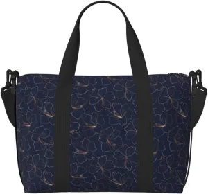 Copper-Gold Gloss Outline Lily Flower Travel Duffle Bag For Women Men Weekender Overnight Bag Gym Bag For Women, Carry On Airport Bag, Travel Tote Bag With Strap For Gym Travel Business Trips