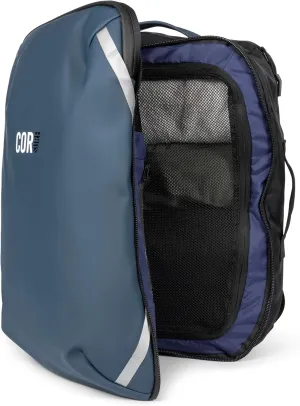 COR Surf Carry On Travel Laptop Backpack with Secret Passport Pockets | Daypack Business Weekender Luggage Backpack for Men and Women | The Island Hopper (40L, Navy Blue)