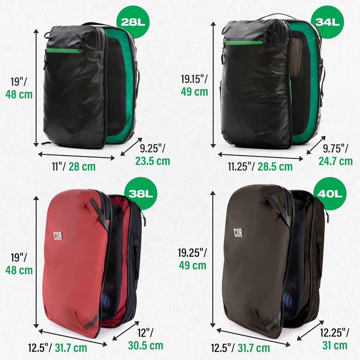 COR Surf Carry On Travel Laptop Backpack with Secret Passport Pockets | Daypack Business Weekender Luggage Backpack for Men and Women | The Island Hopper (40L, Navy Blue)