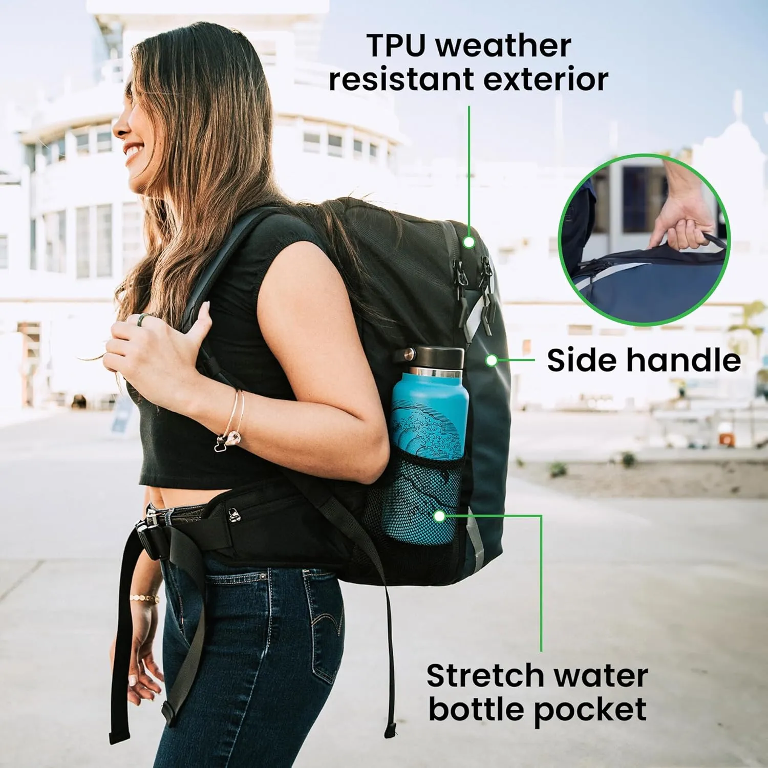 COR Surf Carry On Travel Laptop Backpack with Secret Passport Pockets | Daypack Business Weekender Luggage Backpack for Men and Women | The Island Hopper (40L, Navy Blue)