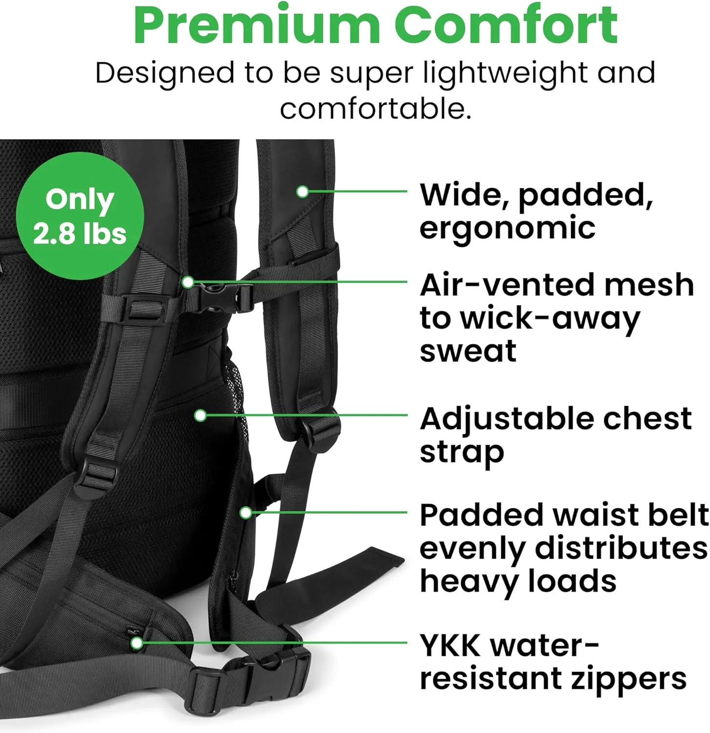 COR Surf Carry On Travel Laptop Backpack with Secret Passport Pockets | Daypack Business Weekender Luggage Backpack for Men and Women | The Island Hopper (40L, Navy Blue)