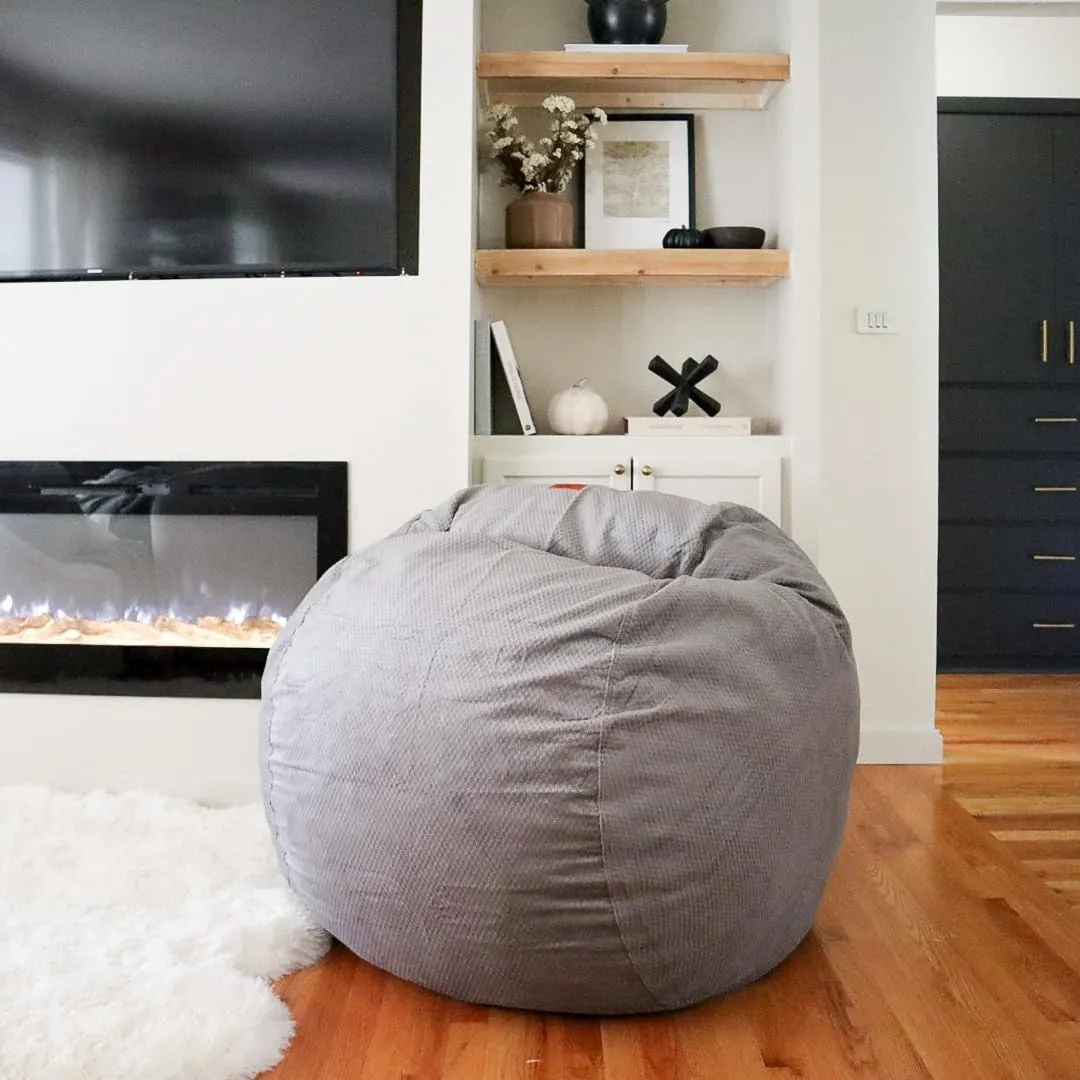 CordaRoy's Chenille Bean Bag-Convertible Bean Bag Chair&Bed-Machine-Washable Chenille Fabric Cover-for Basement,Living Room,Game Room,Dorm & More - Full Size - Charcoal | Made in The USA