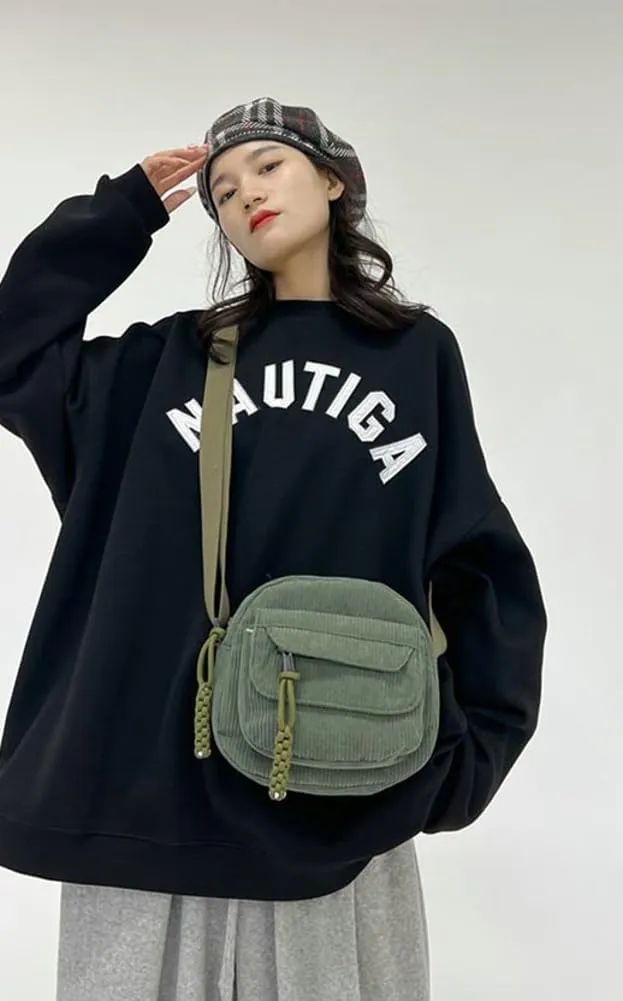 Corduroy Crossbody Bags for Women Trendy Small Handbag with Zipper Hobo Bag Tote Bag Satchel Shoulder Bag for Women