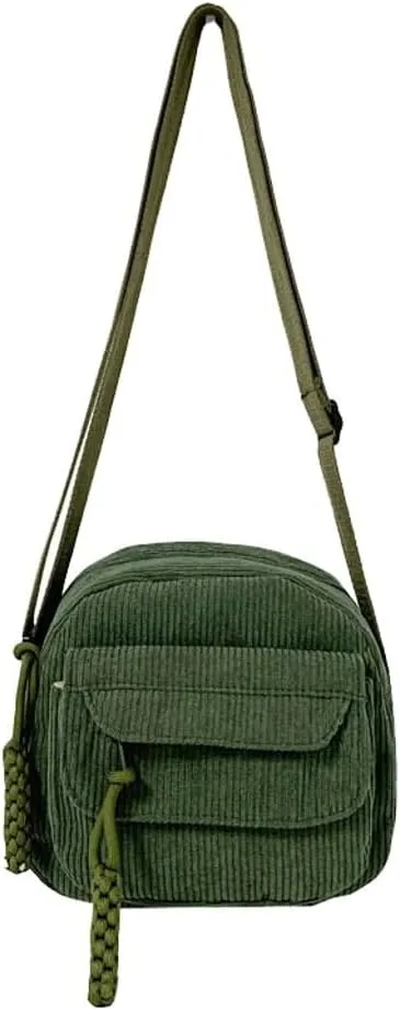Corduroy Crossbody Bags for Women Trendy Small Handbag with Zipper Hobo Bag Tote Bag Satchel Shoulder Bag for Women
