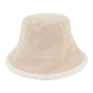 Corduroy Reversible Bucket Hat - Beige