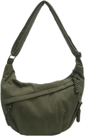 Corduroy Sling Bag for Women Crescent Crossbody Bags for Women Vintage Hobo Bag Shoulder Bag Dumpling Bag Carryall