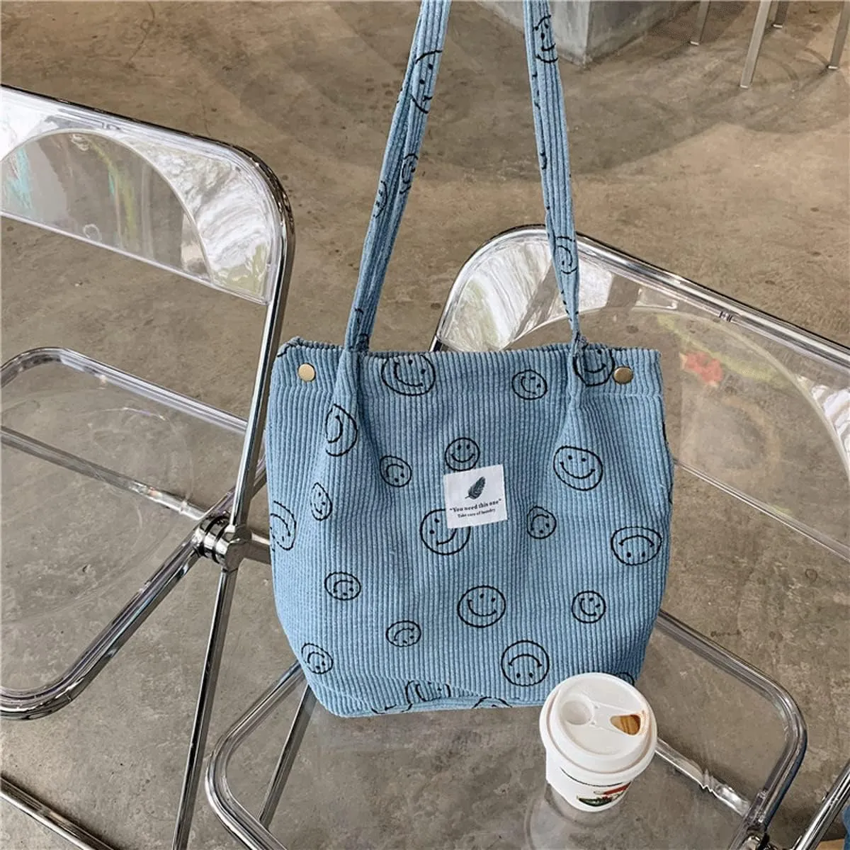 Corduroy Tote Bag Aesthetic Cute Tote Bags Large School Shoulder Bags for Girls Trendy Stuff