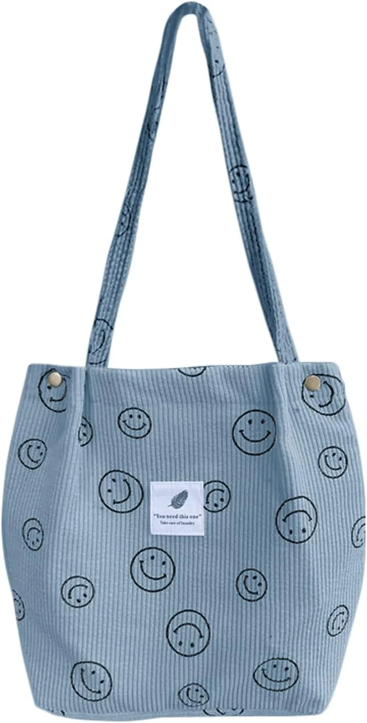 Corduroy Tote Bag Aesthetic Cute Tote Bags Large School Shoulder Bags for Girls Trendy Stuff