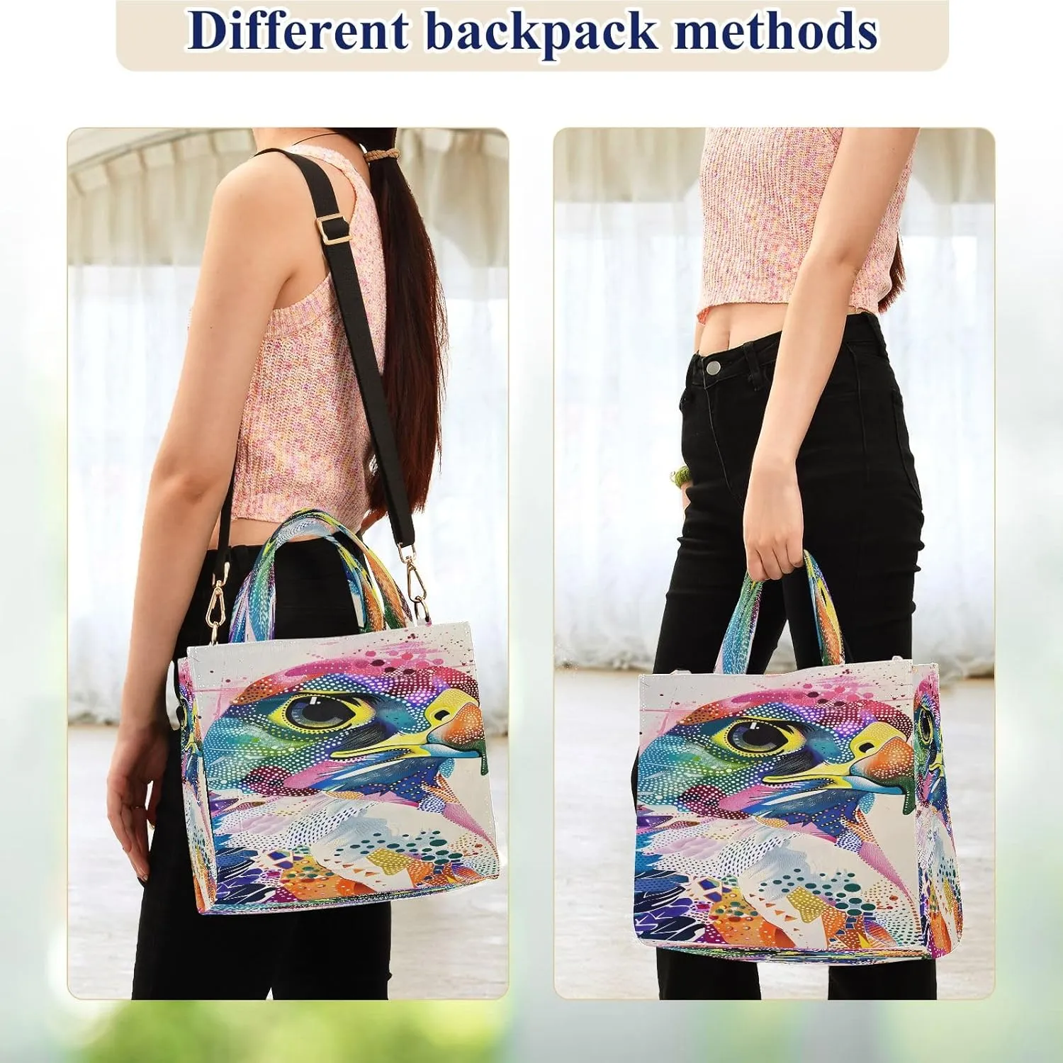 Corduroy Tote Bag Colorful Falcon Women Crossbody Bag with Detachable and Adjustable Shoulder Strap