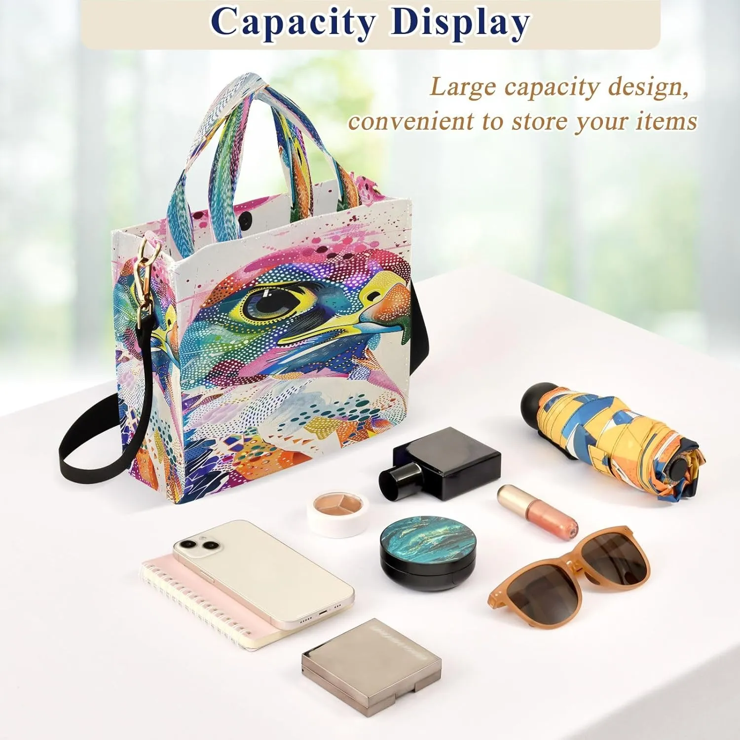 Corduroy Tote Bag Colorful Falcon Women Crossbody Bag with Detachable and Adjustable Shoulder Strap