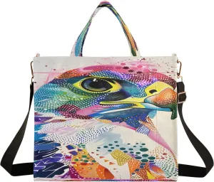 Corduroy Tote Bag Colorful Falcon Women Crossbody Bag with Detachable and Adjustable Shoulder Strap