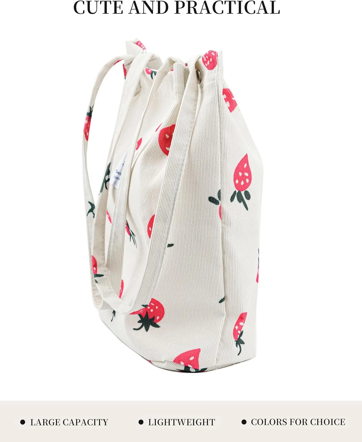 Corduroy Tote Bag Cute Tote Bags for Women Shoulder Bag with Inner Pocket for Work Beach Travel and Shopping Grocery