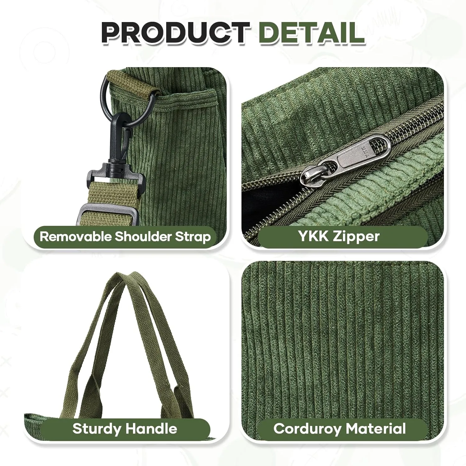 Corduroy Tote Bag for Women, Crossbody Bags, Mutil Pockets Handbag Tote Bag for Travel, Work