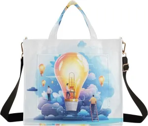 Corduroy Tote Bag Man in Light Bulb Women Crossbody Bag with Detachable and Adjustable Shoulder Strap