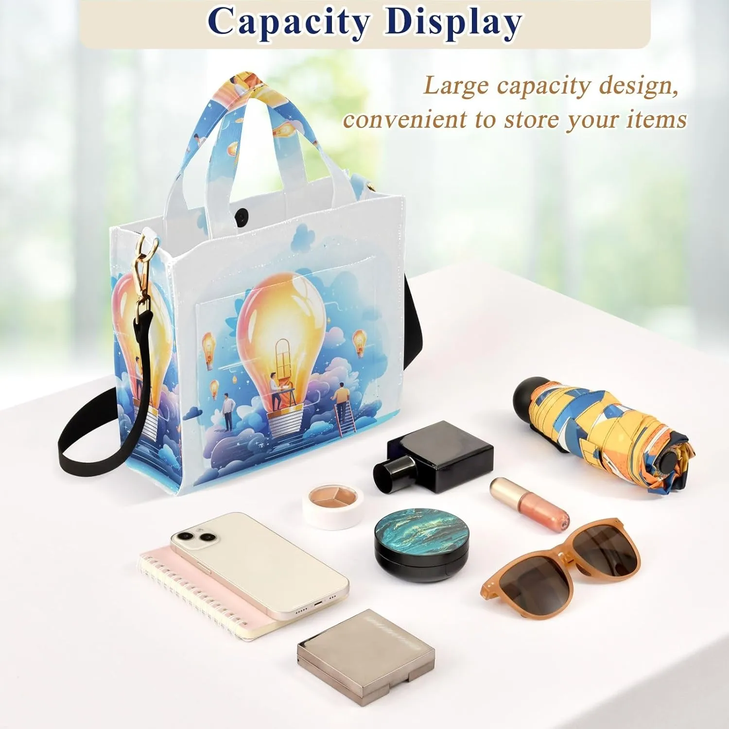 Corduroy Tote Bag Man in Light Bulb Women Crossbody Bag with Detachable and Adjustable Shoulder Strap
