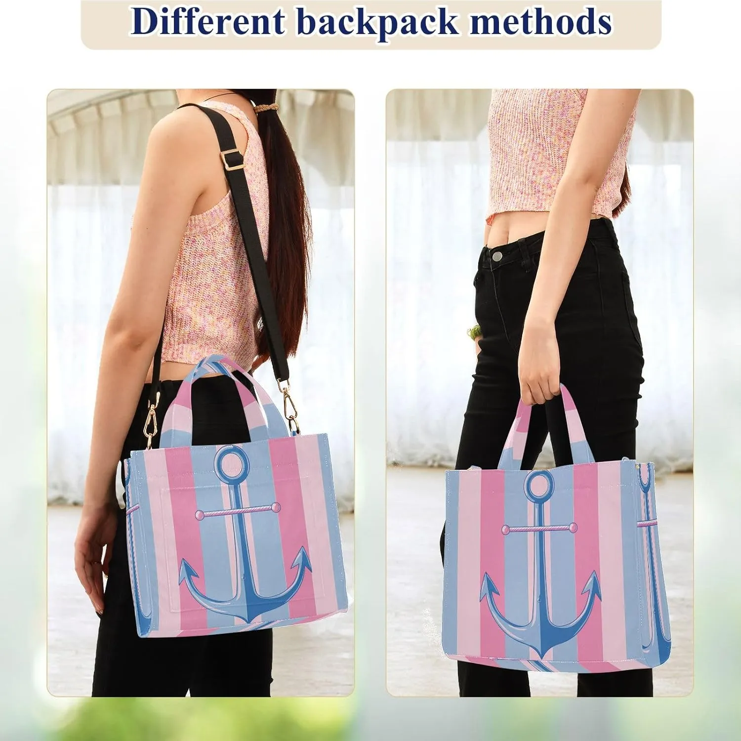Corduroy Tote Bag Spear on Stripe Women Crossbody Bag with Detachable and Adjustable Shoulder Strap