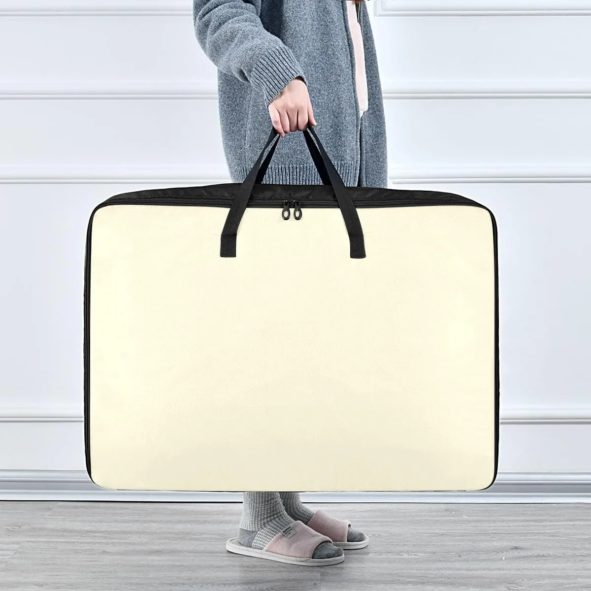 Cornsilk Storage Bag, 27.5x19.7x11 In, Extra Large Storage Duffle Bag with Zippers and Handles Zippered Storage Bags for Moving Essential