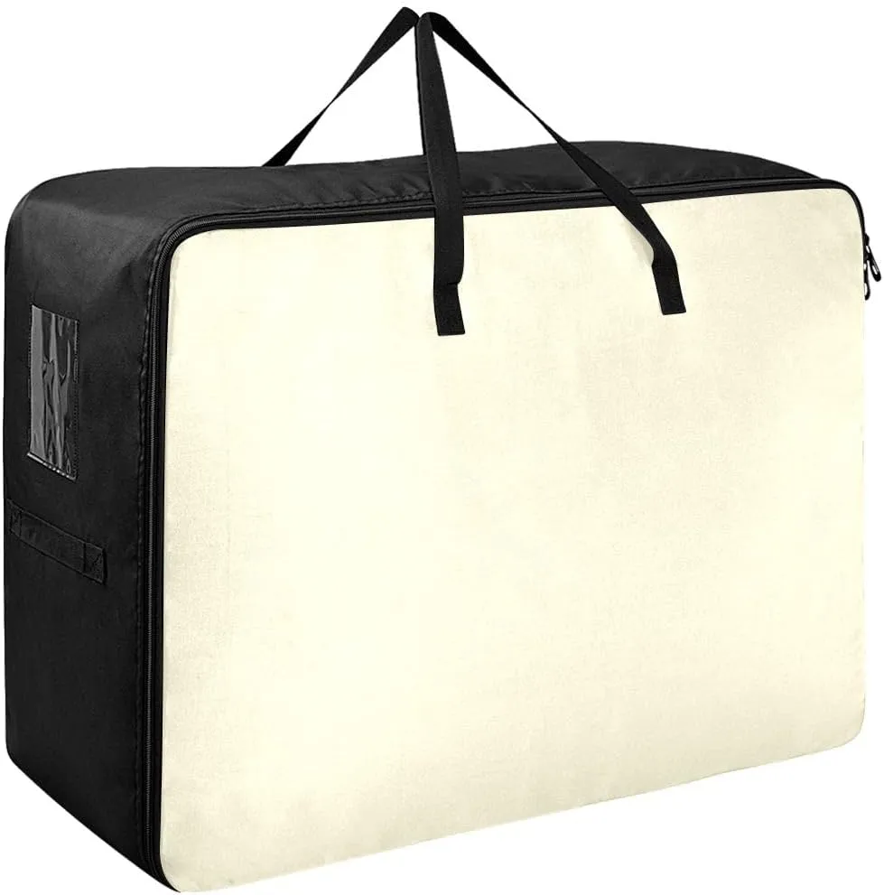 Cornsilk Storage Bag, 27.5x19.7x11 In, Extra Large Storage Duffle Bag with Zippers and Handles Zippered Storage Bags for Moving Essential