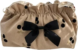 Cosmetic Bag Female Large-Capacity Cosmetic Bag Travel Carrying Bag Corduroy Cherry Bow Storage Bag(style2)