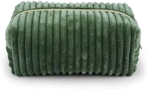 Cosmetic Bag for Purse, Corduroy Makeup Bag for Women Toiletry Bag Small Travel Make up Bag Cute Makeup Bags Skincare Bag Make up Pouch Organizer, Green