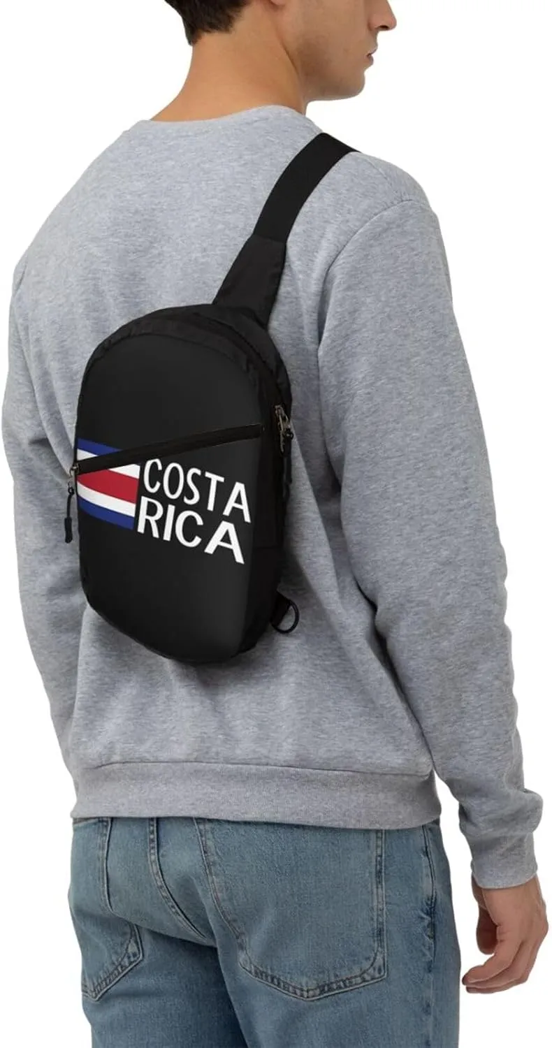 Costa Rica Flag Costa Rican Flags Packable Crossbody Bag Portable Sling Bags Foldable Travel Daypack Reusable Sports Shoulder Backpack Diagonally Chest Bag for Workout