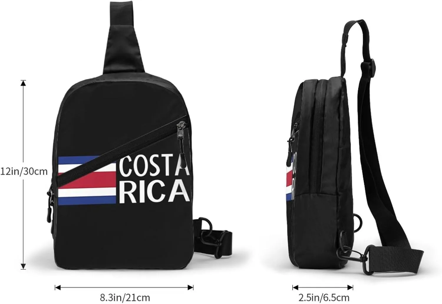 Costa Rica Flag Costa Rican Flags Packable Crossbody Bag Portable Sling Bags Foldable Travel Daypack Reusable Sports Shoulder Backpack Diagonally Chest Bag for Workout