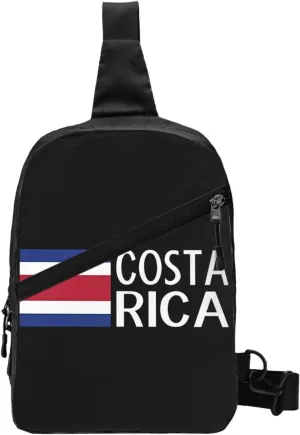Costa Rica Flag Costa Rican Flags Packable Crossbody Bag Portable Sling Bags Foldable Travel Daypack Reusable Sports Shoulder Backpack Diagonally Chest Bag for Workout