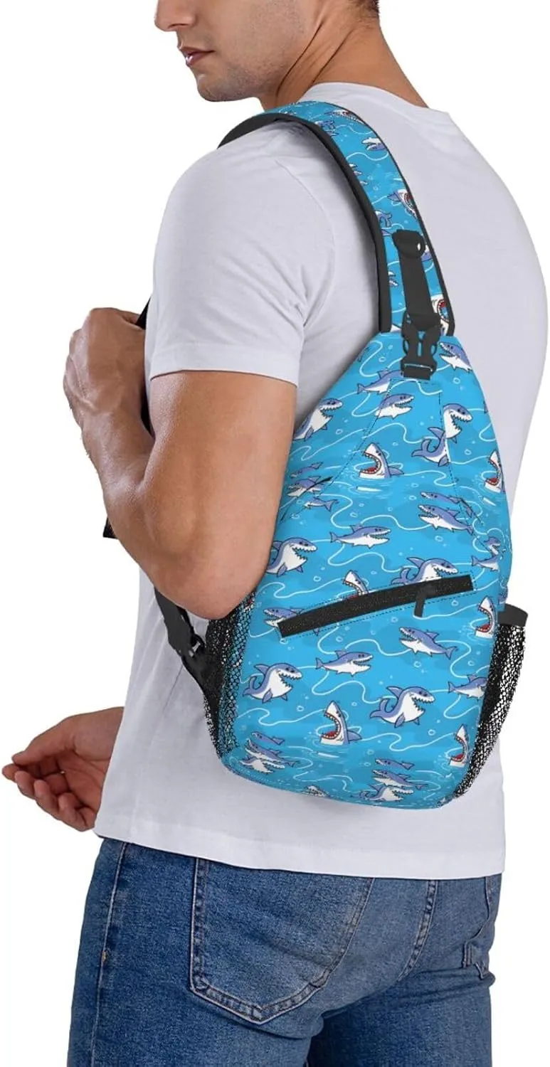 Cotton Shark Chest Sling Bag Crossbody Shoulder Backpack Bag Gym Cycling Daypack Travel Hiking Cross Bag