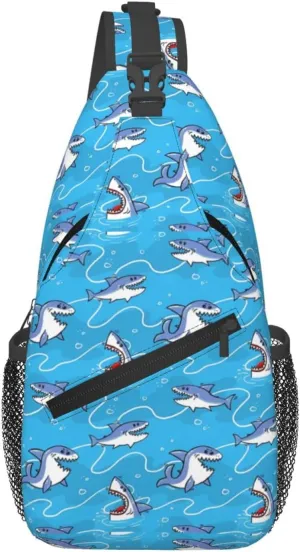 Cotton Shark Chest Sling Bag Crossbody Shoulder Backpack Bag Gym Cycling Daypack Travel Hiking Cross Bag