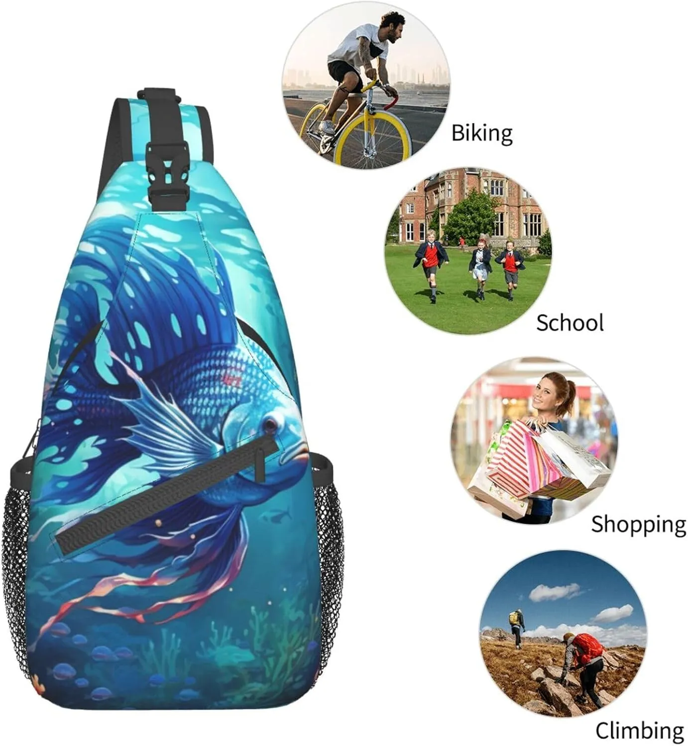 Couple Parrots Olive Crossbody Bag Chest Shoulder Bag Small Casual Backpack Suitable For Women Men Hiking