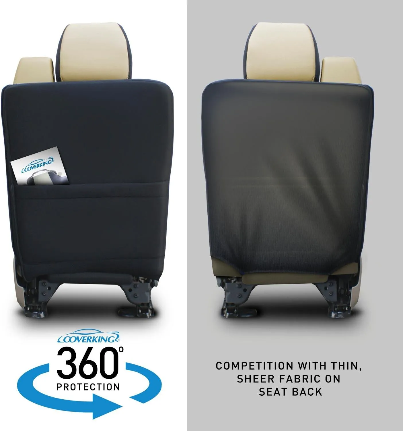 Coverking Custom Fit 50/50 Bucket Seat Cover for Select Ford Mustang Models - Alcantara (Beige)