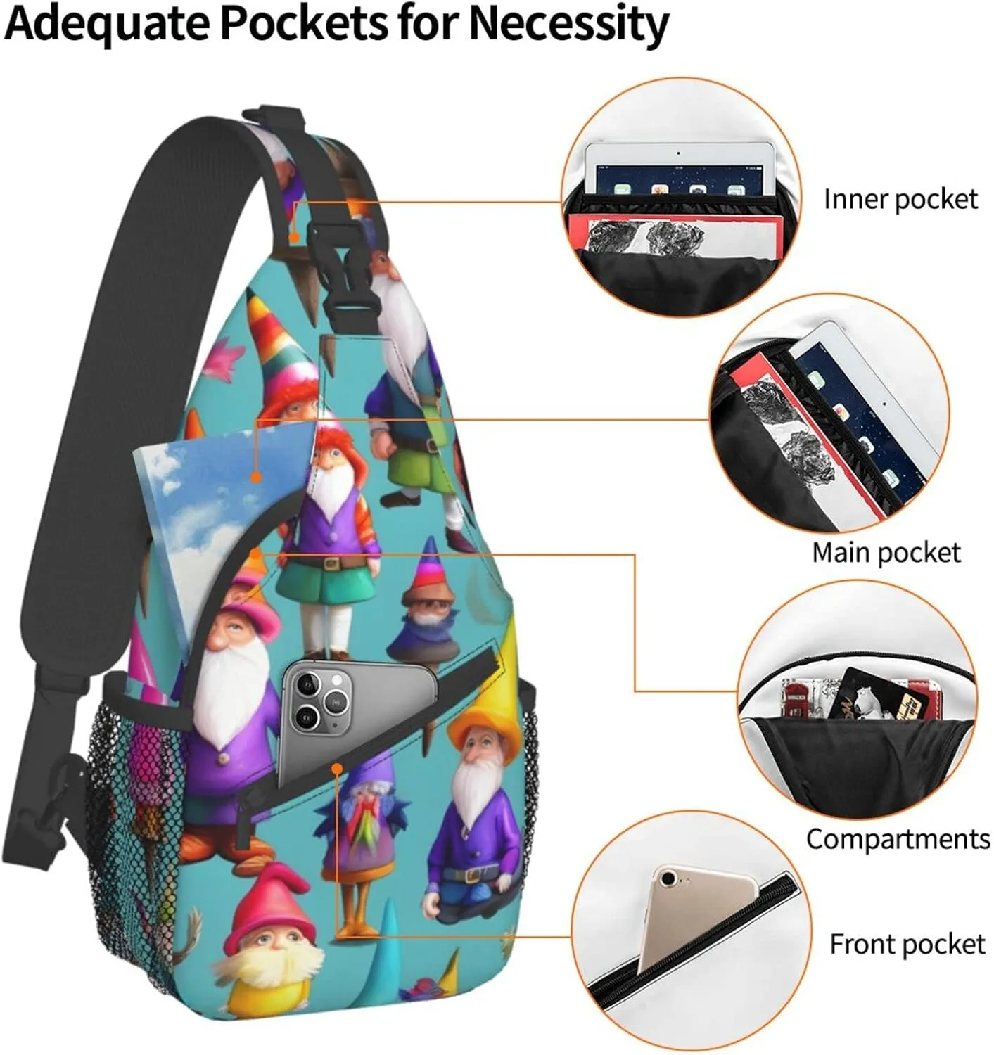 Cow Black Spot Unisex Crossbody Backpack Travel Hiking Casual Chest Bags Lightweight Fashion