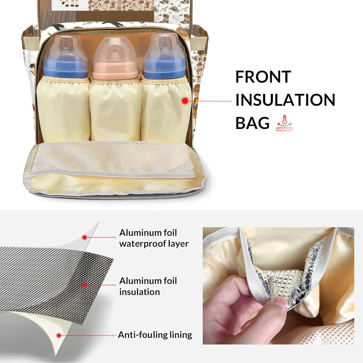 Cowboy Western Patchwork Personalized Large Capacity Diaper Bags,Custom Name Backpack Casual Daypack Bag Nappy Bag Gifts